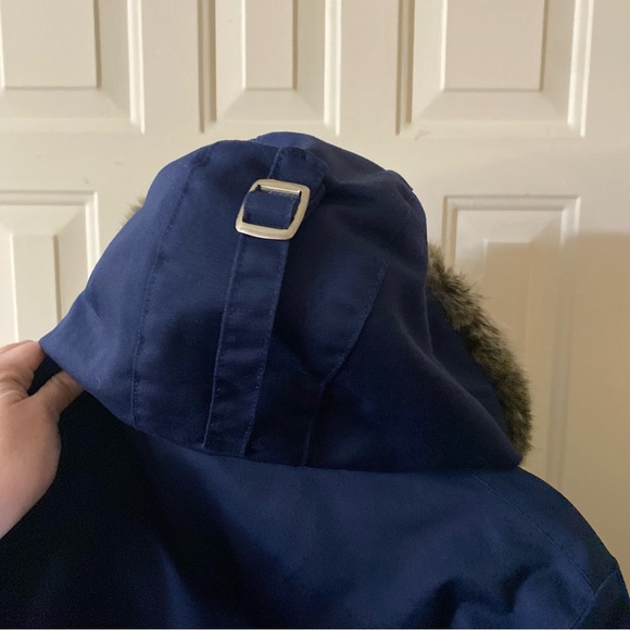 Vintage 60s 70s Sears Best Men’s Store Blue Coat Faux Fur Trim Size Small - Picture 8 of 8